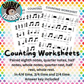 Rhythm Counting Worksheet By Quirky Teacher Designs TPT