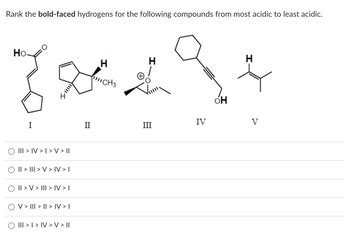 Answered Rank The Bold Faced Hydrogens For The Bartleby