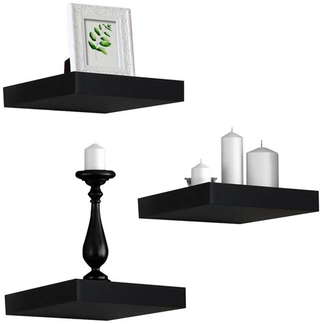 Sorbus Set Of 3 9 Inch Square Floating Shelves Black The Home