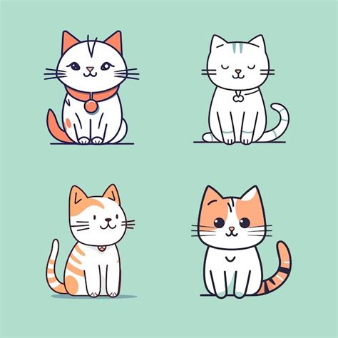 Coleção de conjunto de ilustração de gatinho fofo gato kawaii de