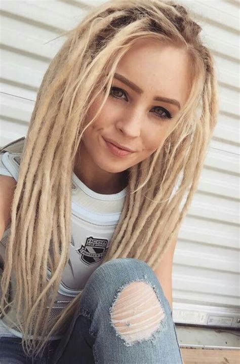 Pin On Unique Hairstyles Blonde Dreadlocks Blonde Dreads White Girl