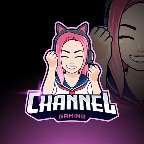 Premium Vector Exited Gamer Girl Winning Gaming Logo Template
