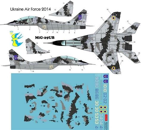 BSmodelle 144308 1 144 Mikoyan Gurevitch MiG 29 Ukraine AF Decal For