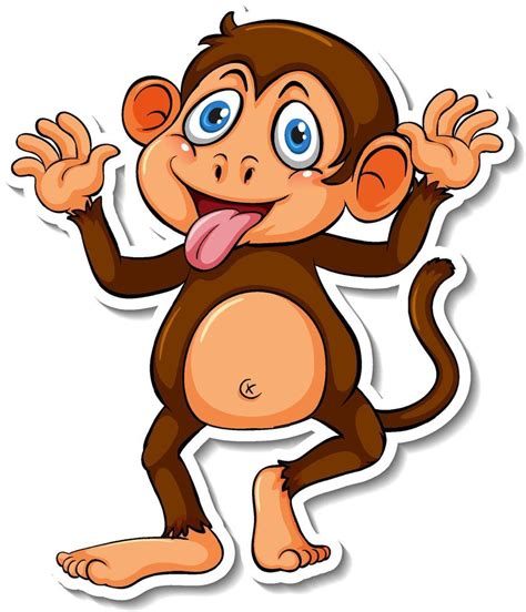 Funny monkey animal cartoon sticker 4442845 Vector Art at Vecteezy