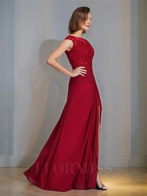 Sheath Column Scoop Floor Length Chiffon Mother Of The Bride Dresses