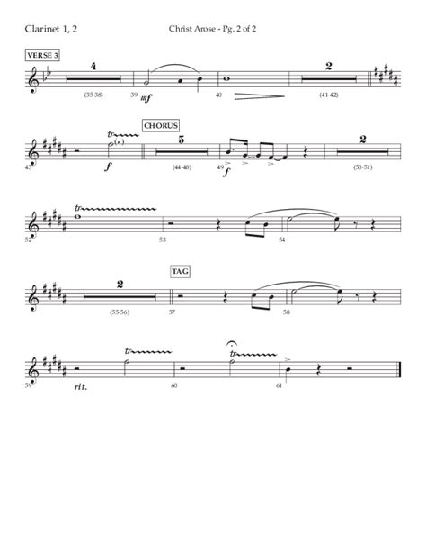 Christ Arose Choral Anthem Satb Clarinet Sheet Music Pdf Lifeway