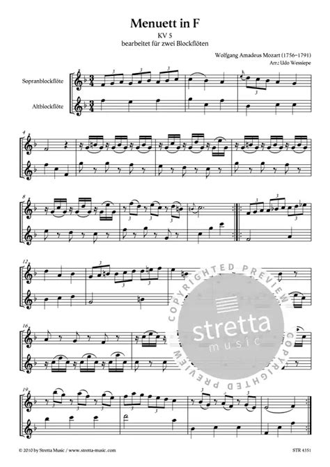 Menuett In F Von Wolfgang Amadeus Mozart Im Stretta Noten Shop Kaufen