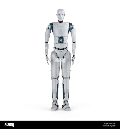 3d Rendering Humanoid Robot Full Body On White Background Stock Photo