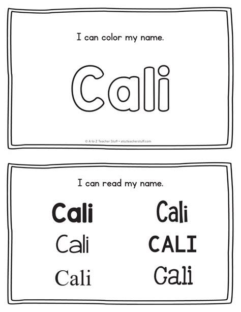 Cali Name Printables For Handwriting Practice A To Z Teacher Stuff