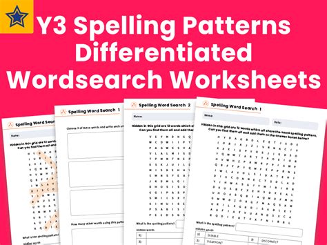 Year 3 Spelling Patterns Differentiated Wordsearch Worksheets Teaching Resources