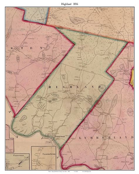 Highland 1856 Old Town Map With Homeowner Names New York Etsy