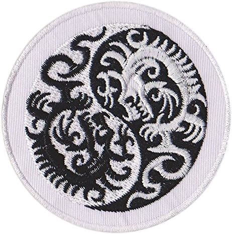 Amazon Ying Yang Dragon Patch Spiritual Black White Embroidered