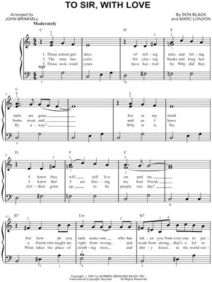 "To Sir, with Love" Sheet Music - 7 Arrangements Available Instantly ...