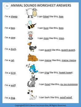 Animal Sounds - Onomatopoeia Printables by Clever Fox Lesson Box