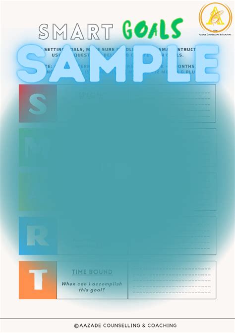 S M A R T Goals Worksheet And Poster Aazade Counselling