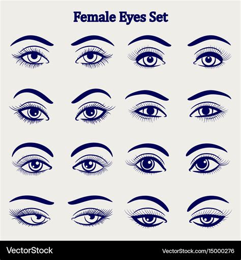 Female Eyes Sketch Set Royalty Free Vector Image