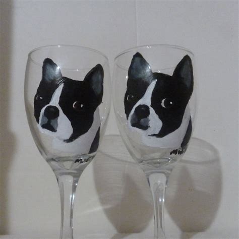 Boston Terrier Wine Glasses Etsy