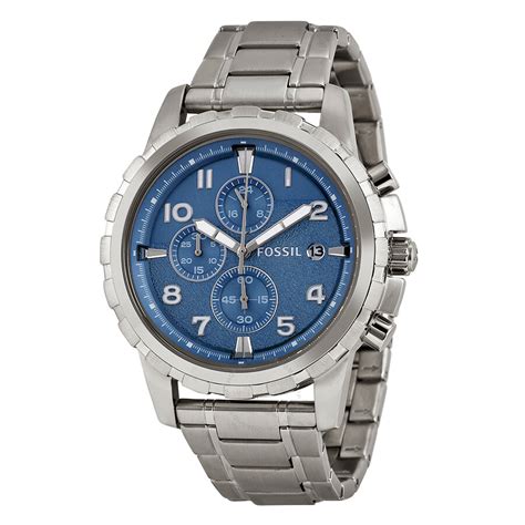 Fossil Dean Chronograph Blue Dial Stainless Steel Men S Watch Fs