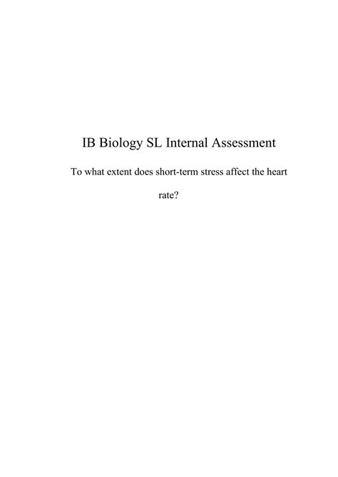 Ib Biology Sl Internal Assessment Biology Standard Level Ib Thinkswap