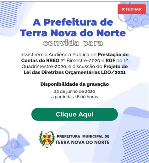 AudiÊncia PÚblica Online Prefeitura De Terra Nova Realiza Prestação De