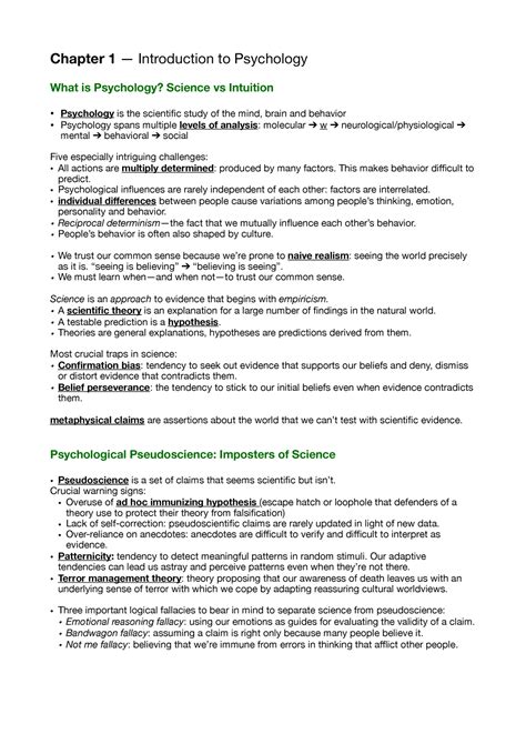 Psychology From Inquiry To Understanding Summary All Chapters