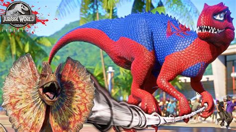 Spiderman Indominus Rex Vs Godzilla And Monster Dinos Jurassic World Evolution Dinosaurs Fight