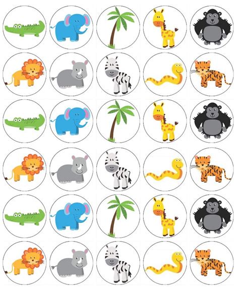 30 X Zoo Animals Lions Zebra Cupcake Toppers Edible Wafer Paper Fairy