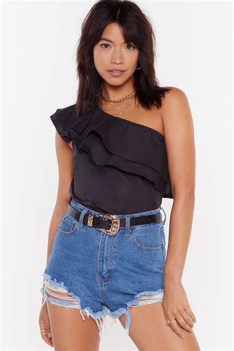 Layer It On One Shoulder Ruffle Top One Shoulder Ruffle Top Cute