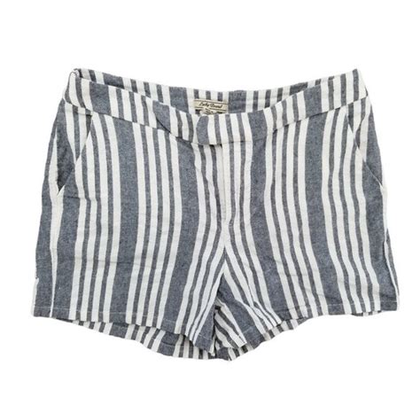 Lucky Brand Shorts Lucky Brand Linen Blend Shorts Womens Blue White Striped 3 Size Poshmark