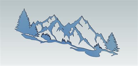 Berge Dxf Svg Png Dateien Berge Wald Laser Cut Dxf Svg