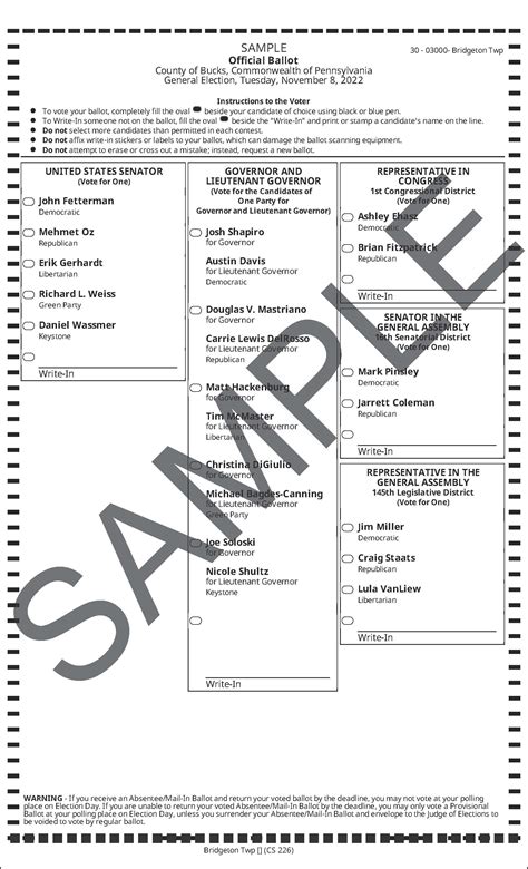 General Election Tomorrow Tuesday Nov 8th 2022 Sample Ballot