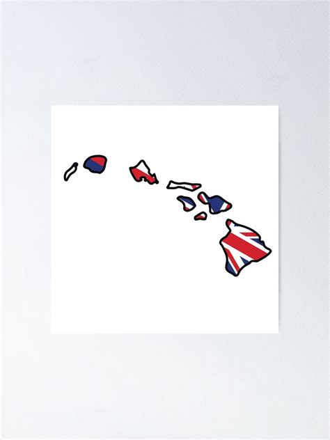 Póster Contorno Del Estado De Hawaii Con Bandera De Jpdesignsstuff