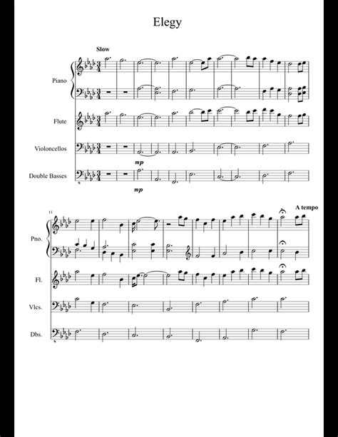 Elegy Sheet Music For Piano Flute Cello Contrabass Download Free In Pdf Or Midi