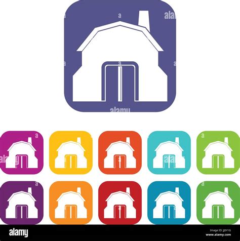 Blacksmith Workshop Building Icons Set Flat Stock Vector Image Art