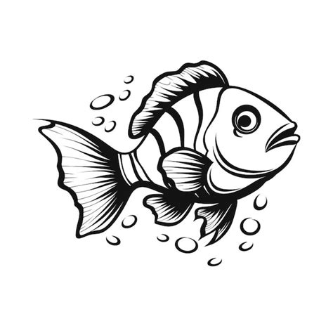 Premium AI Image A Black And White Drawing Of A Fish With Bubbles