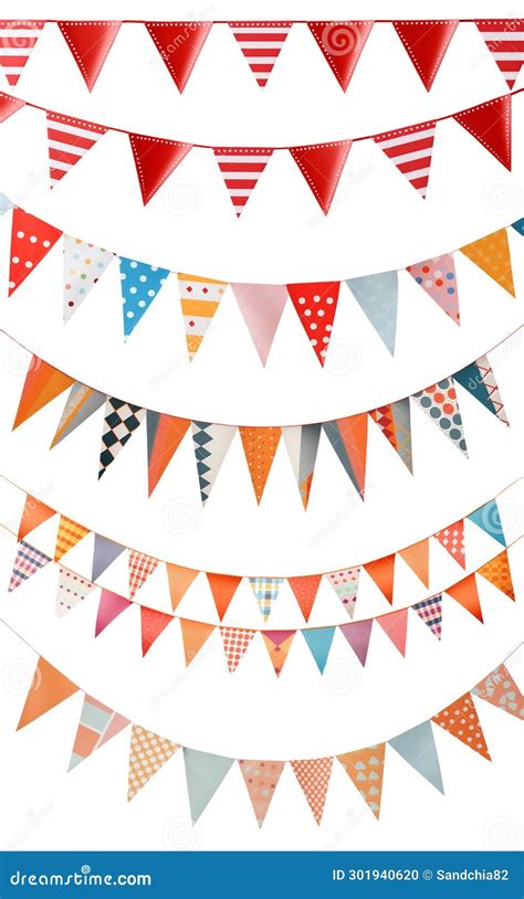 Sets Of Colourful Pennant Bunting Garland Chain On Transparent