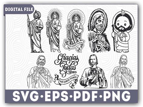 10 San Judas Saint Judas Tadeo Silhouette Bundle Svg Prayer Svg