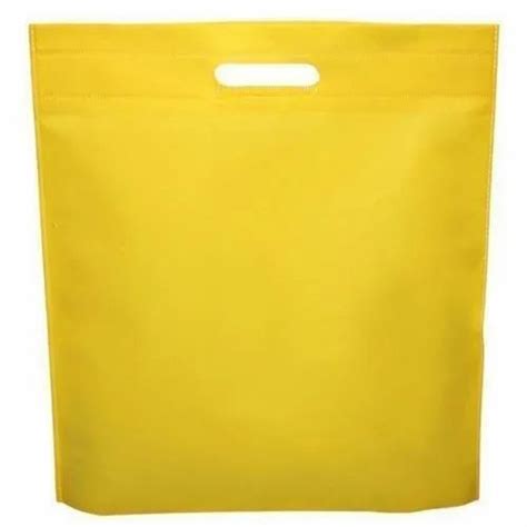 Handle Type D Cut Plain Yelloe Non Woven Fabric Bag For Shopping At