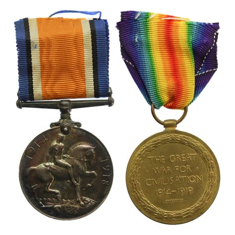 Ww British War Victory Medal Pair Pte H G Richardson Th Bn