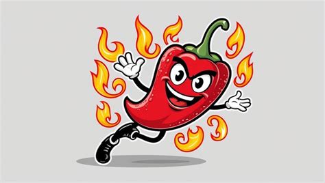 Hot Red Chili Pepper Mascot Vector Illustration With Fiery White Background Premium AI