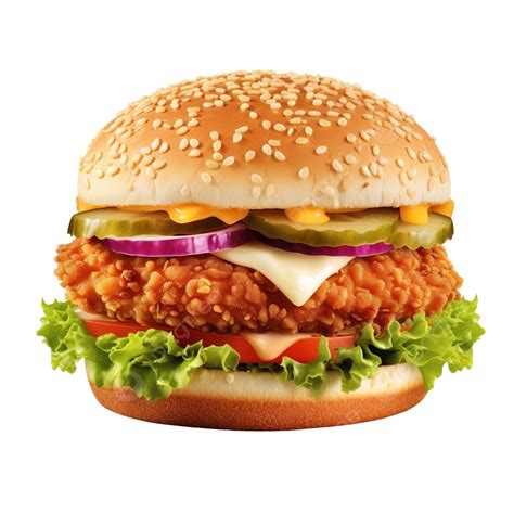 Deliciosa Hamburguesa Con Hamburguesa De Pollo Aislado Png Ai