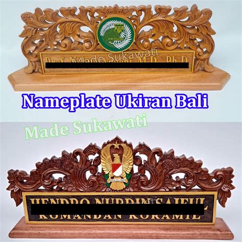 Jual Papan Nama Meja Kayu Ukiran Bali Nameplate Lambang Logo Instansi