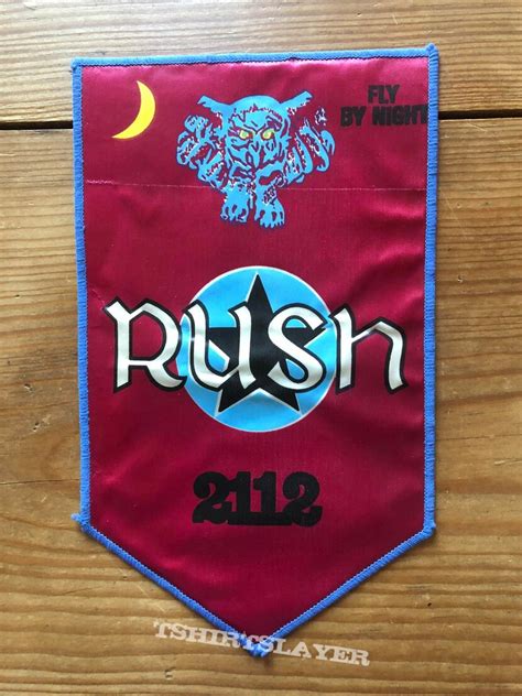 RUSH Fly By Night/2112 late 70s/early 80s pennon-shaped mini backpatch ...