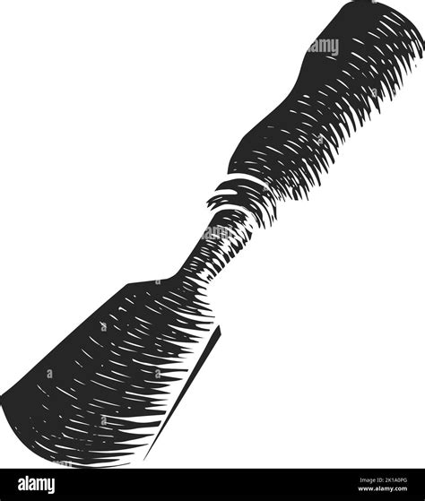 Hand Drawn Half Round Chisel In Woodcut Woodworking Tool Vector