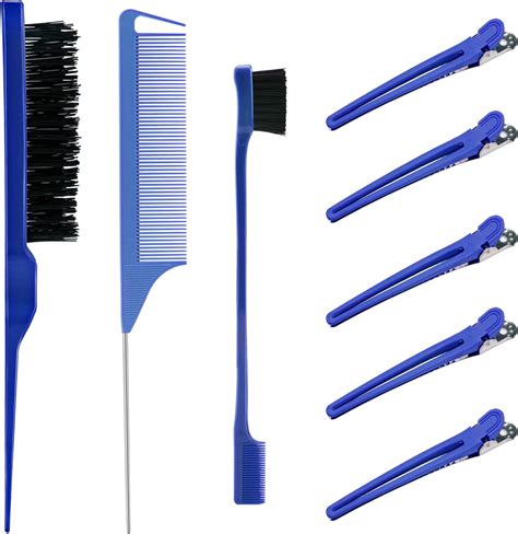 Sweet View 3 Pcs Slick Back Grooming Set Edge Brush Bristle Brush Rat Tail Comb