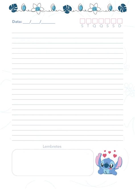 Planner Stitch Agenda Diaria Permanente Fazendo A Nossa Festa