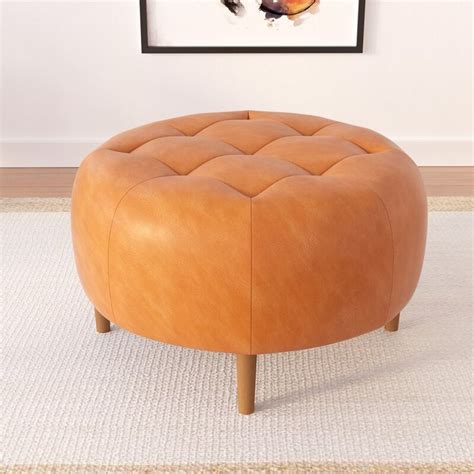 Corrigan Studio Devine Genuine Leather Tufted Round Cocktail