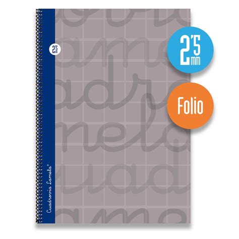 Cuaderno Espiral Folio Hojas Cubierta Extra Dura Gris Cuadrov A