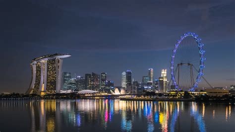 San Marina Bay Singapore Marina Bay Skyline Ferris Wheel Singapore