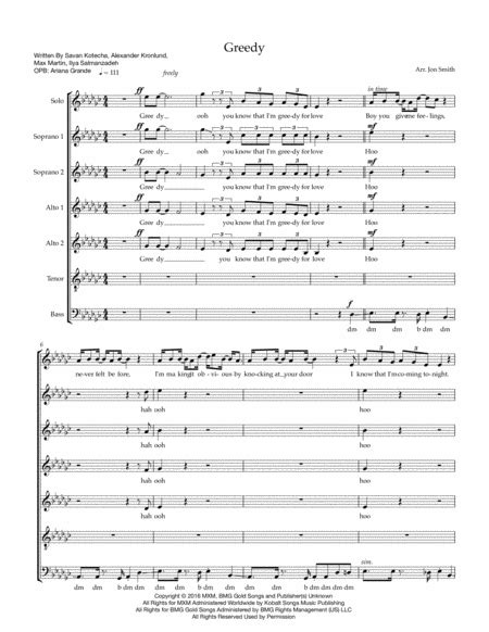 Greedy Arr Jon Smith Sheet Music Alexander Kronlund Choir